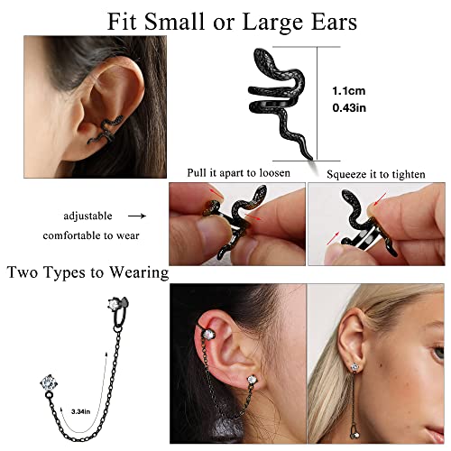 Jstyle Ear Cuff Earrings for Women Cuff Chain Earring Clip On Helix Cartilage Wrap Cuff Earring Non Pierced Adjustable