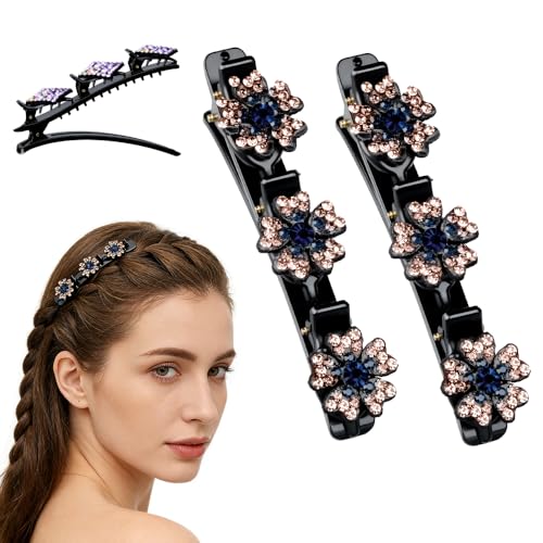 Sparkling Crystal Stone Braided Hair Clips, 2026 New Rhinestone Hair Clips Hair Braid Clips, Girls/Women Hair Accessories for Styling Sectioning (20#) - color: 20#