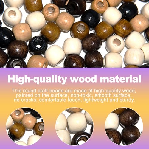 140 Pcs Hole Natural Wooden Hair Beads for Braids Dreadlock Locs Hair Accessories for Women Men and Girls Craft Supplies