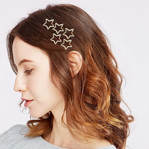 Star Hair Clips 2000s Y2K Snap Hair Barrettes Non Slip Star Hair Accessories Silver Metal Hair Clips for Girls Women -15 PCS 1.18" - color: 15 P -1.18"-silver