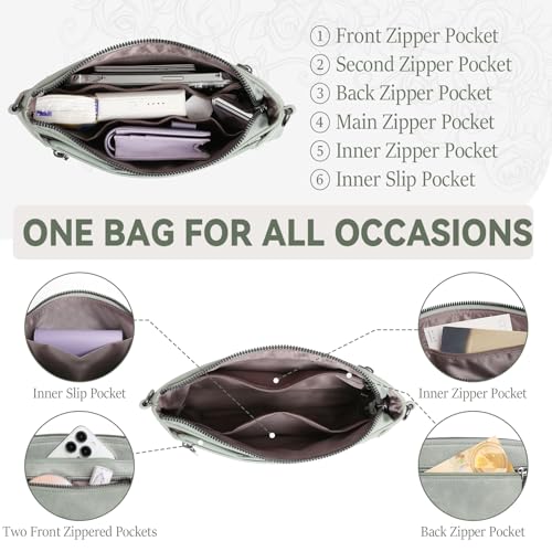MEITRUE Wristlet Wallet Small Crossbody Bags for Women Clutch Purse Leather Phone Purse with Adjustable & Detachable Strap - color: A5-green-179