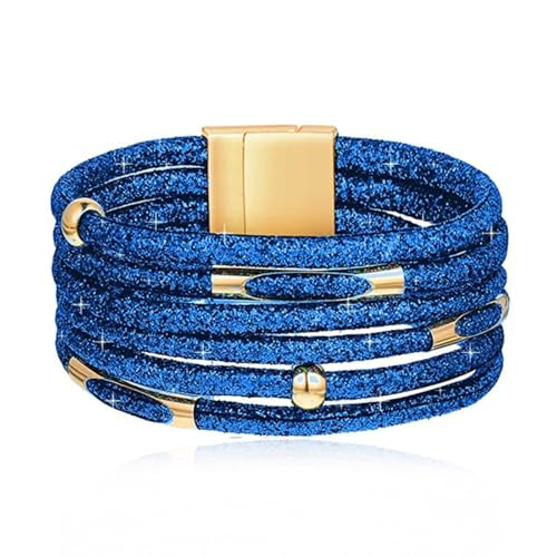 Long tiantian Boho Leather Wrap Bracelets Western Bracelets for Women Stackable Starfish Crystal Pearl Turquoise Leather Bracelet With Clasp Jewelry Gifts Boho Dresses - color: B9:BLUE Bracelet