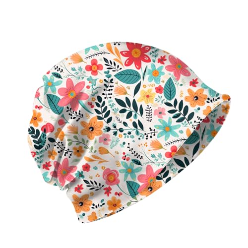Chemo Caps Slouchy Beanie Hat Stretch Cancer Head Wraps Turban Sleep Headwear Scarf for Women Girls Men - color: I-6-red Flower