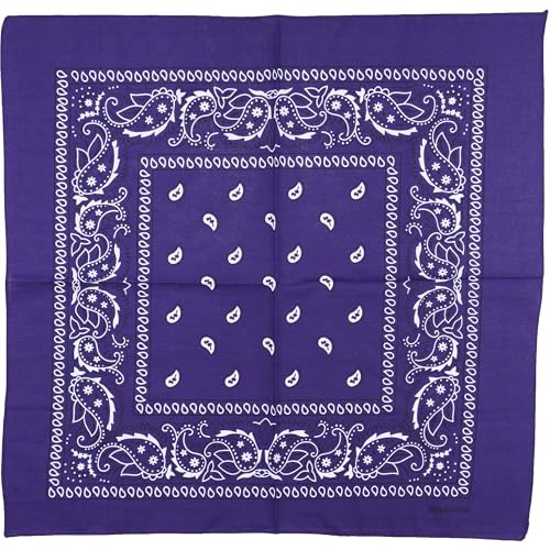 Raylarnia Bandana Multi-Purpose 100% Cotton Headbands for Women, 22 inch Paisley Cowboy Bandanas for Men - color: Purple