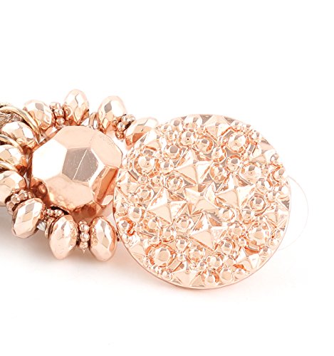 boderier Bohemian Statement Thread Tassel Chandelier Drop Dangle Earrings with Cassandra Button Stud - color: Rose Gold