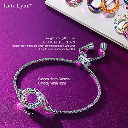 Kate Lynn Rise From the Ashes Phoenix Bracelet Made with Crystals from Austria, Adjustable Slider Bracelet for Women, Packaged with Jewelry Box, Birthday Gift for Women, Symbol of Luck and Renewal - color: Purple Light
