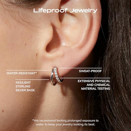 Ana Luisa Double Hoop Earrings for Women - 14K Gold Plated & Silver Rhodium Huggie Hoops - Hypoallergenic, Water-Resistant, Tarnish-Free, Small, Dainty & Trendy Two Hoop Earring Styles for Daily Wear - color: Silver Cubic Zirconia, size: Small