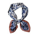 JERLA 100% Pure Mulberry Silk Square Scarf for Hair-27''x27'' Women Men Natural Silk Neckerchief Headscarf - color: Paisley Navy Blue