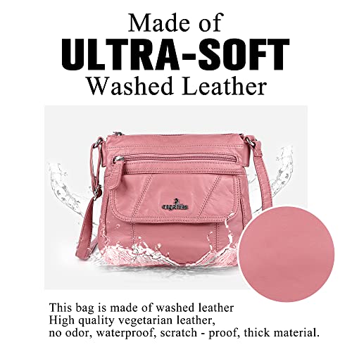 Angelkiss Small Womens Crossbody Bag Leather Shoulder Purse for Women Hobo Bag with Adjustable Shoulder Strap - color: Pink