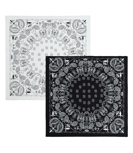 21"x21" Soft Cotton Bandana for Men and Women Unisex Head Wrap Scarf Headband Face Mask for Outdoor - color: Qm2-blk&wht Paisley