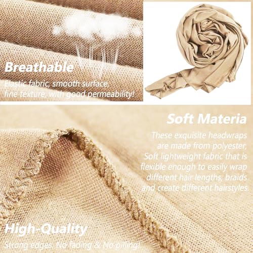 Head Wraps for Black Women African Head Wrap Lightweight for Women Long Plain Turban Hair Scarf Scarves - color: 1 Pc-beige