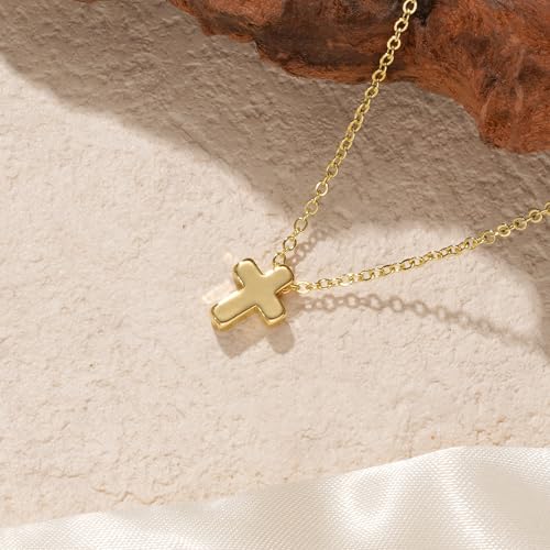 Turandoss Gold Cross Necklace for Women Girls Jewelry Gifts, Dainty 14K Gold Plated Cross Necklace Infinity CZ Holy Mary Medal Necklaces for Women Baptism Religious Faith Jewelry First Communion Gifts - color: tiny cross necklace