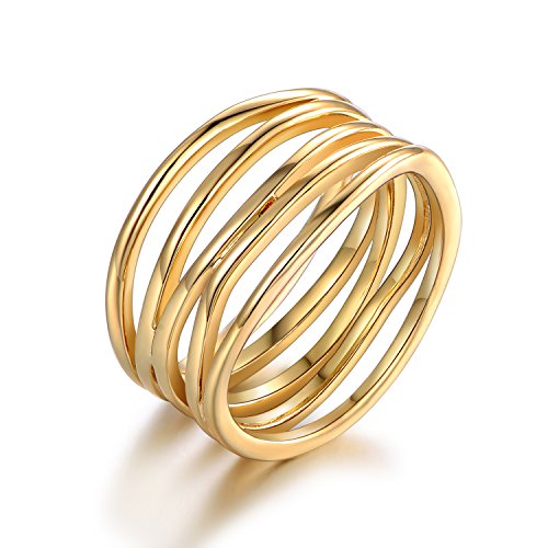 Barzel 18K Gold Plated Statement Ring For Women, Trendy Statement Ring, Sizes 5-10 - Made in Brazil - color: Gold