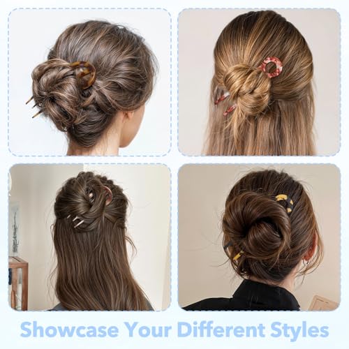 6Pcs Hair Pin for Women, Prestige French HairPin, Strong Durable Flat HairClips for All Hairs, Cute Hair Fork Hairs Styling Accessories for Party Valentine's Day(2 Styles)