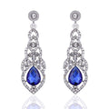 Women's Alloy Teardrop Crystal Chandelier Dangle Earrings - color: D-blue