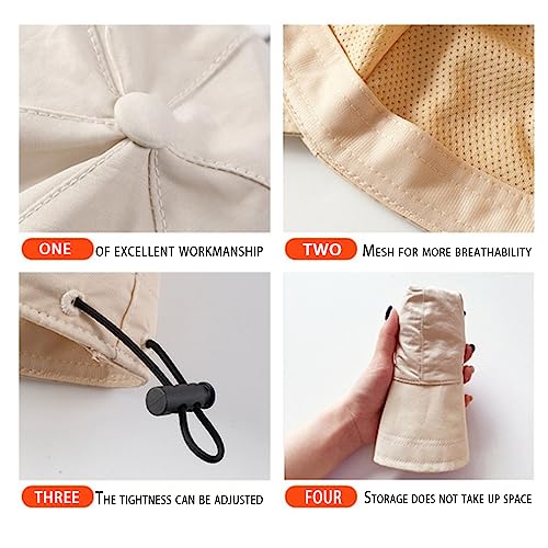 huablo UPF 50+ Womens Sun Hat Wide Brim Sun Hat UV Protection Hiking Fishing Hat Adjustable Head Circumference for Easy Carry - color: Beige