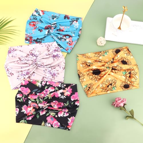 AQOKKA Extra Wide Headbands for Women Large Turban Headband Non Slip Boho Elastic Hairband Hair Twisted Knot Head Bands Accessories - color: 4 Pcs: African Print B