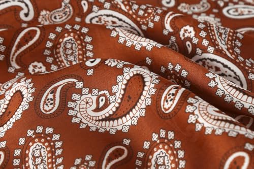 MINIDORA Satin Scarves for Women 27.5 × 27.5 inches Medium Square Elegant Silk Feeling Head Scarf - color: B007-brown