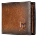 BULLCAPTAIN RFID Wallets for Men,Genuine Leather Wallet QB-05 (Brown) | Slim,Bifold,Front Pocket Wallet, 2 ID Windows,11 Card Slots,RFID Blocking Technology,Gift Choice - color: Brown