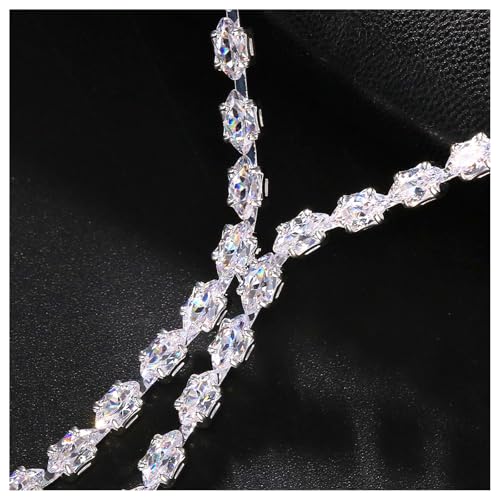Simple Crystal Leaf Back Chain Body Jewelry for Women Festival Rhinestone Necklace Bridal Wedding Backdrop Body Accessories Jewelry - color: Silver