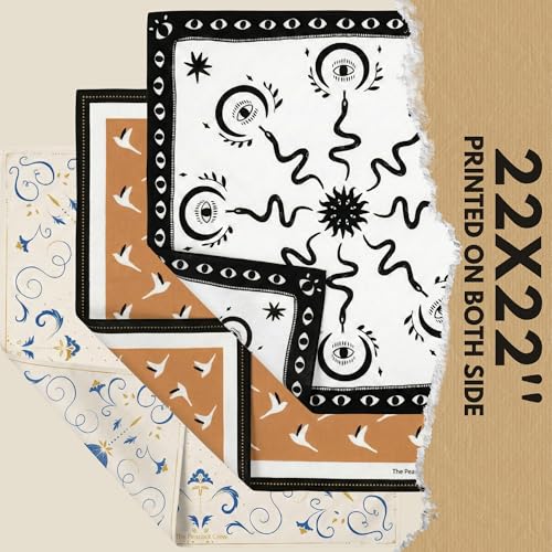 The Peacock Crew Premium Soft Cotton Bandanas Pack for Men and Women Paisley 22 x 22 inches - color: 3 Pack Birds Mystical Blossom