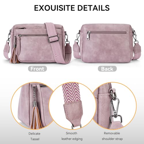 MEITRUE Crossbody Bags for Women, Vegan Leather Crossbody Purse Trendy Multi Pockets Shoulder Handbag with Tassel - color: 04-purple