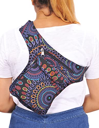 The Collection Royal Handmade Festival Waistpack Boho Hippie Waist Bag Hip Bum Running Belt Fanny Pack Travel Utility Belt (Blk+Prpl) - color: Blk+Prpl