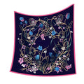 Premium Floral Scarf for Women 35x35 Square Silk Feel-Lightweight Scarves Headscarf Bandanas Wrapping Handbag - color: ‌floral Purple