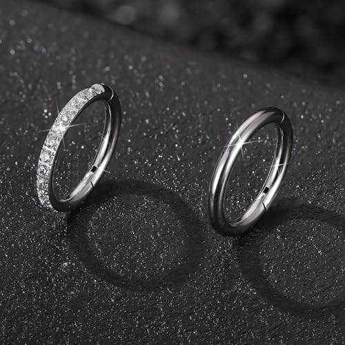 THUNARAZ 2Pcs Belly Button Rings for Women Surgical Stainless Steel Clicker Belly Rings Hoop CZ Heart Butterfly Dangle Navel Rings Belly Piercing Jewelry Silver Tone 14G - color: Silver Tone-Simple