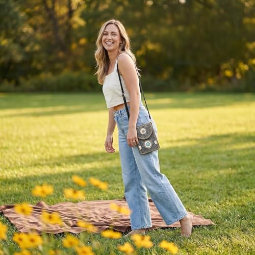 Small Crossbody Bags for Women Designer Cell Phone Bag Boho Shoulder Wallet Purse - color: Silver Gypsy