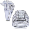 925 Sterling Silver Shiny Full Diamond Gemstone Ring Cubic Zirconia Rings Fold Wear Bridal Sets CZ Diamond Multi Row Ring Eternity Engagement Wedding Band Ring For Women (US Code 6) - size: US Code 6