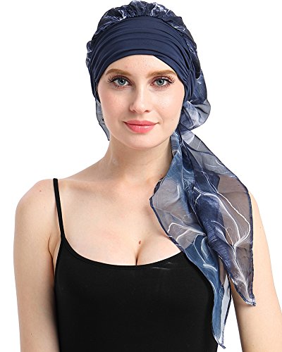 Chemo Headwear Turbans for Women Long Hair Head Scarf Headwraps Cancer Hats - color: Flying Leather