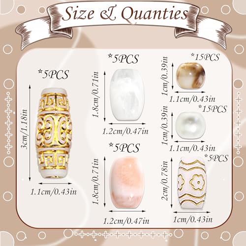 NAISKA 50Pcs Vintage Hair Beads for Braids Loc Jewelry Dreadlock Beads for Hair Multi Shape Loc Beads Braid Charms Dreadlock Accessories for Women Men - color: Gold