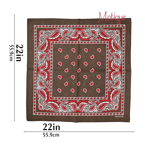 Motique Accessories Two Tone Paisley Bandana - Set of 3 - color: Brown Red White