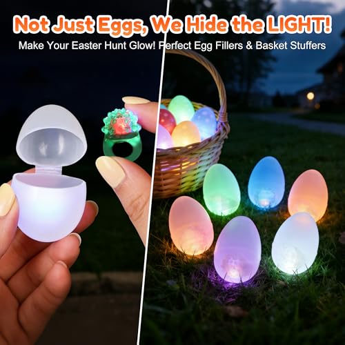 MINGOMINGO 25 Pack LED Light Up Rings & Glow Rings Party Favors for Kids | Glow in the dark for Halloween, Easter, birthday, New Year classroom giveaways; flashing and blinking, bulk large groups