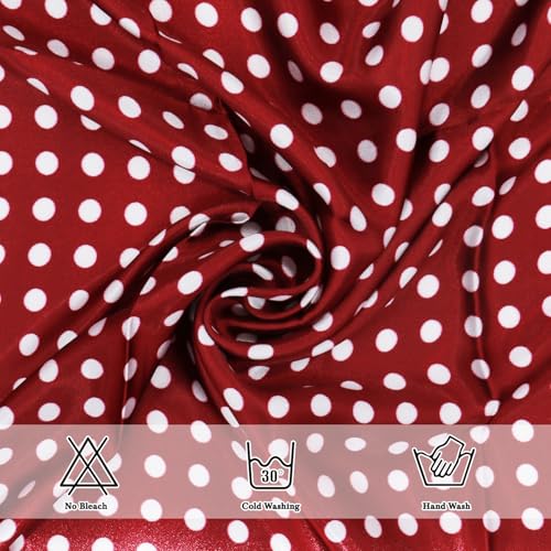 Ciormis 35" Silk Head Scarf for Women, 4 Pcs Satin Hair Scarf Square Silk Bandana Top Neck Scarves Hair Wraps for Sleeping - color: G1-dots-set12