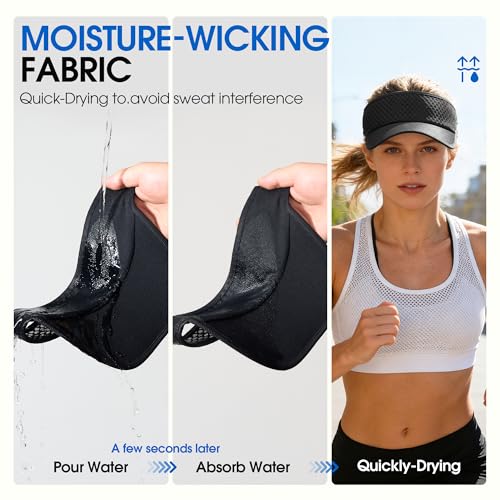 AUSFLUG Sun Visor Hat Men Women - Wide Brim Quick Dry Adjustable Cap, Lightweight for Golf Tennis Pickleball Beach - color: Black