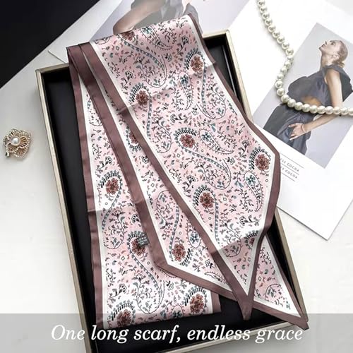 Sumolux Head Hair Scarf for Women Neck Purse Bag Handbags Scarf Like Silk - color: Pink New Cashew