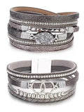 Long tiantian Leather Bracelets for Women Warp Bracelet Stackable Boho Layered Bracelet Chunky Heart Trendy Birthday Gifts for Her - color: B27:2 Beaded Bracelets Set for Women(Silver)
