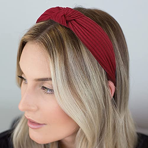 DRESHOW 8 Pack Knotted Headbands for Women Wide Turban Headband Yoga Exercise Ribbing Hair Hoop Hair Bands Accessories - color: 8 Pack Ribbing a