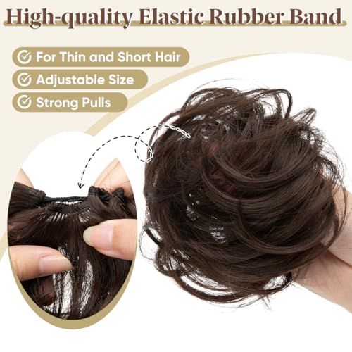 CJL HAIR 2PCs Small Cute Messy Bun Hair Piece for Thin Hair Women Mini Synthetic Curly Bun Scrunchies Updo Hairpieces Cream Blonde - color: 2PCS-Cream Blonde