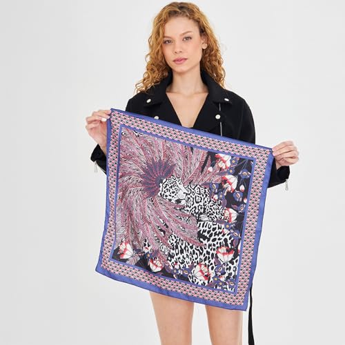 dscarf Womens Neck Scarf 21"x21" Small Square | Headband Scarf Ethnic Bandana Head Scarf Flowering Breathable Lightweight - color: Flowering Design 36