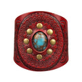 GelConnie Punk Leather Cuff Bracelet Adjustable Straps Wrap Bracelets Arm Armor Cuff Gothic Leather Wristbands for Men, Women - color: MLPB106-Red