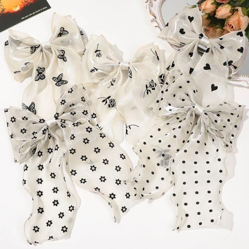 Large Hair Bow Clips for Women, Pink Bow Hair Barrettes with Long Tail French Hair Ribbon Clips Hair Accessories for Girls (Butterfly) - color: Butterfly
