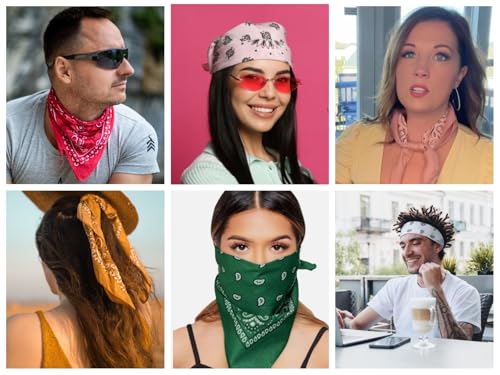 Gift Packaging Bandana for Men Women - 100% Cotton, Paisley, 22x22 In, 1 Pack - Large Bandanna Handkerchief Cowboy Hanky - color: Light Hot Pink