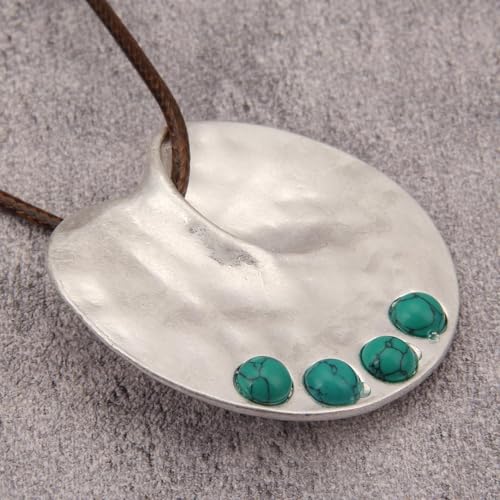 JAOYU Bohemian Necklaces for Women Leather Necklace Wood Pendant Choker Long Brown Necklace Chunky Circle Boho Hippie Jewelry - style: Casual Long Necklace