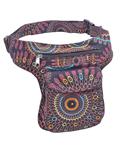 The Collection Royal Handmade Festival Waistpack Boho Hippie Waist Bag Hip Bum Running Belt Fanny Pack Travel Utility Belt (Blk+Brwn) - color: Blk+Brwn