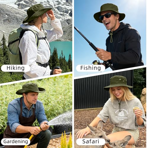 Sun Hats for Men Women Boonie Hat Foldable Fishing Hat UPF 50+ Bucket Hat for Fishing Hiking Garden Safari Beach - color: 1pack-army Green