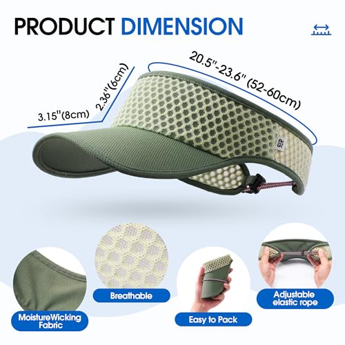 AUSFLUG Sun Visor Hat Men Women - Wide Brim Quick Dry Adjustable Cap, Lightweight for Golf Tennis Pickleball Beach - color: Army Green
