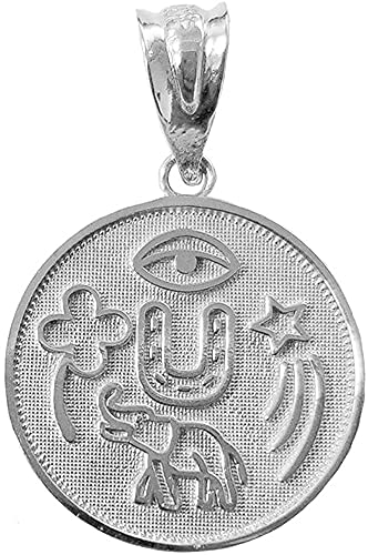 Good Luck Charms .925 Sterling Silver Lucky Charm Round Coin Medal Talisman Pendant Necklace - Choice of Pendant Only or Necklace Length - style: Pendant Only